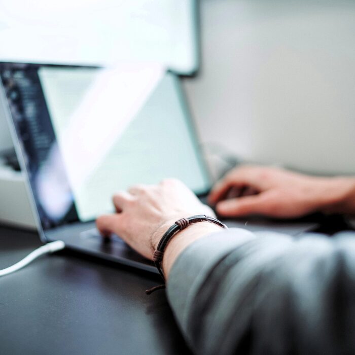 Member working on laptop
